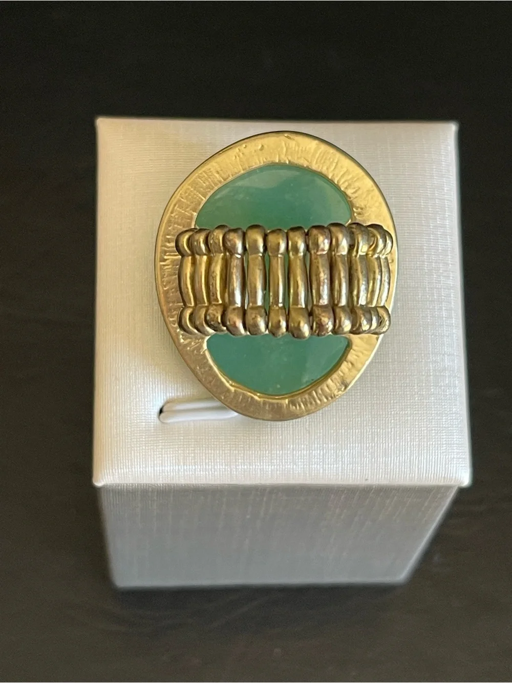 Seafoam Druzy stretch Statement Ring .